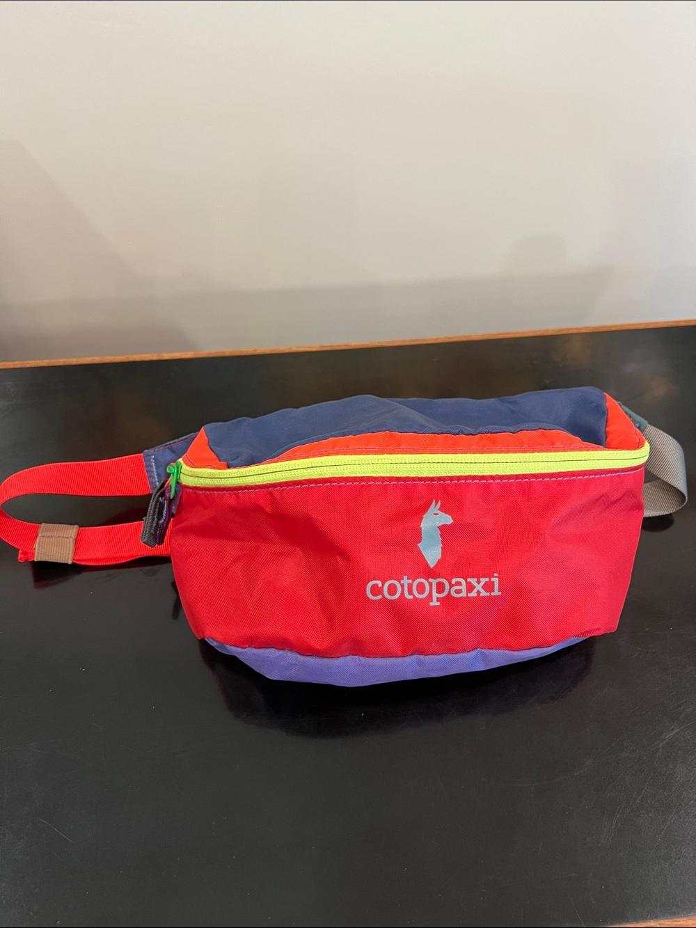 cotopaxi Red Waist Pack with Blue and Purple Panels